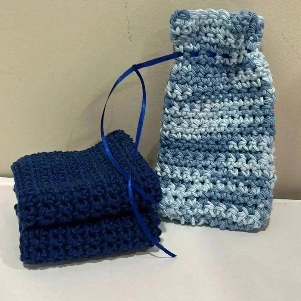 100% Cotton Handmade Washcloth & Soap Saver